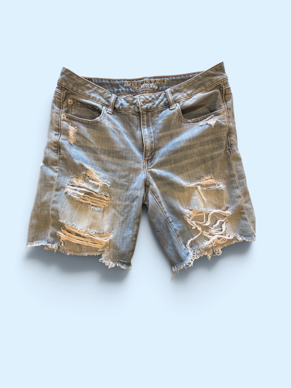 American Eagle Outfitters Light Blue Distressed Bermuda boy Shorts